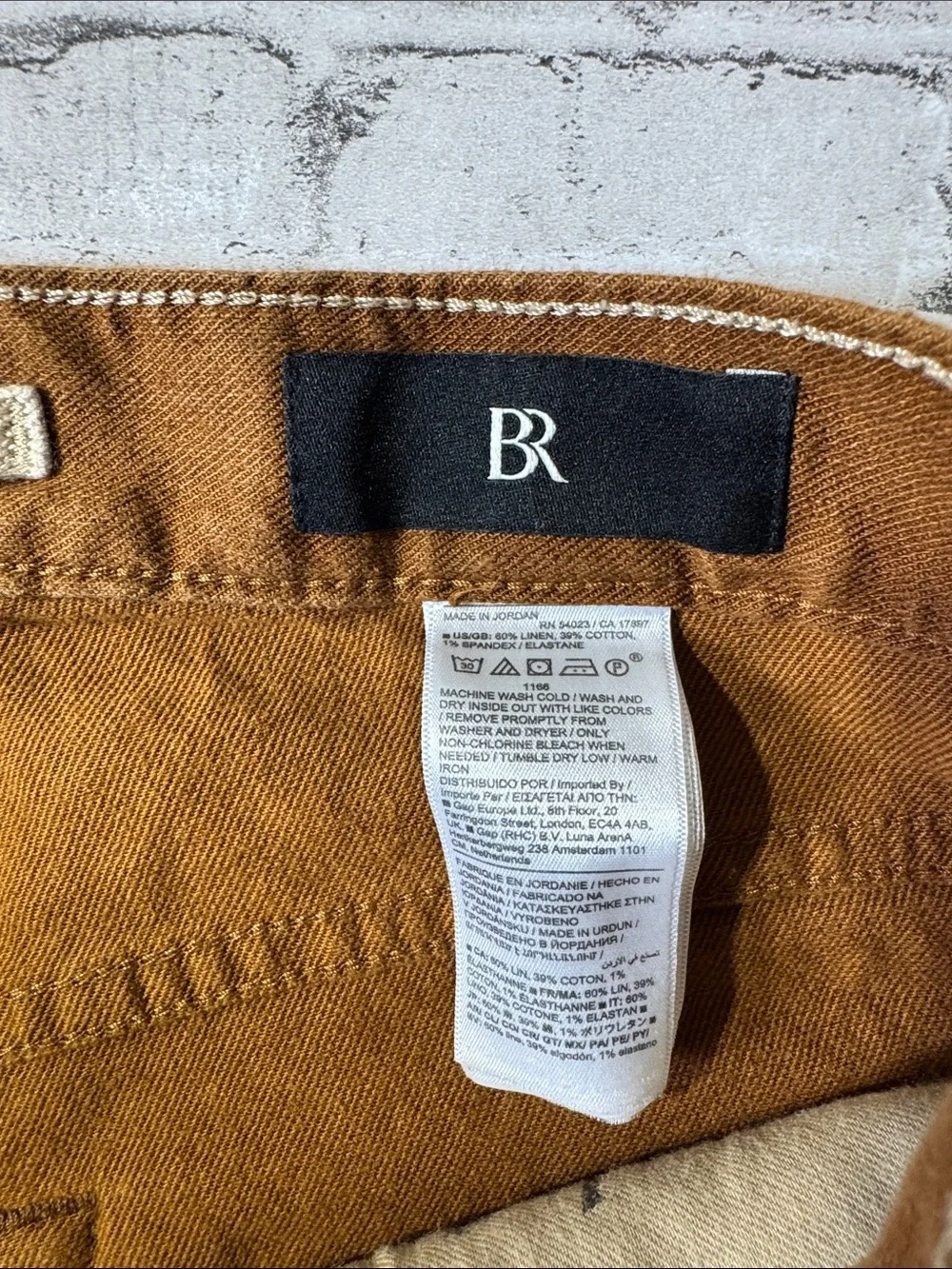 Banana Republic mens 30x32 brown linen cotton slim fit traveller pants EUC